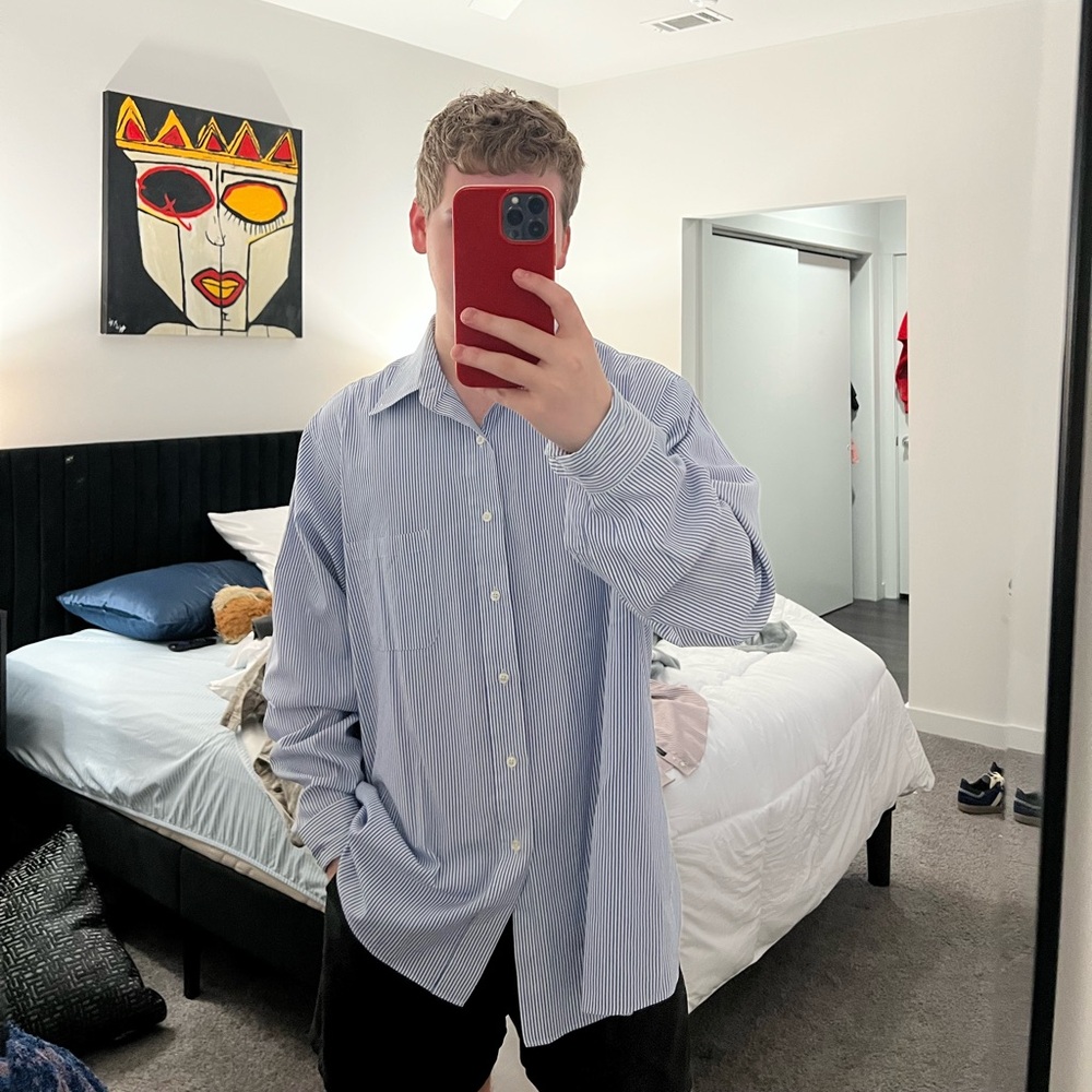 Blue and White Stripe Shirt